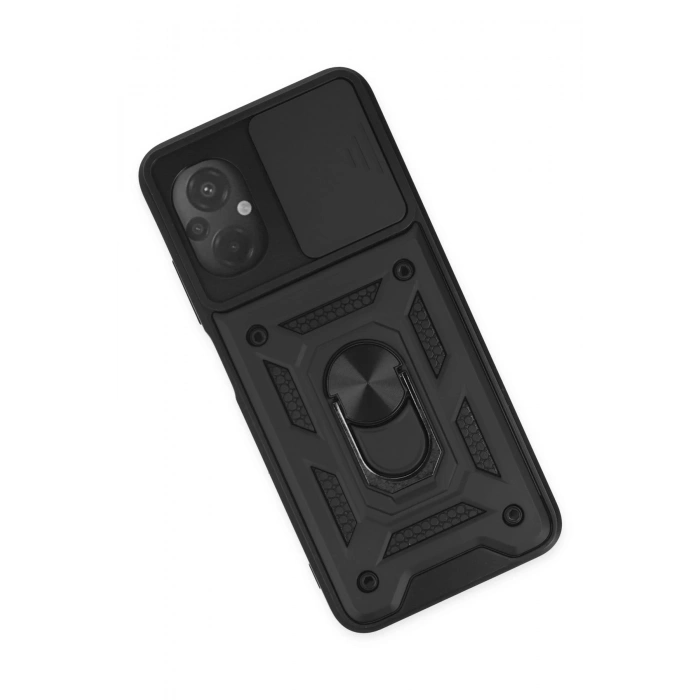Xiaomi Poco M5 Kılıf Pars Lens Yüzüklü Silikon - Siyah