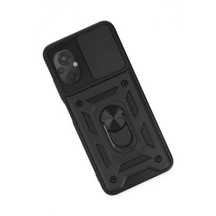 Xiaomi Poco M5 Kılıf Pars Lens Yüzüklü Silikon - Siyah
