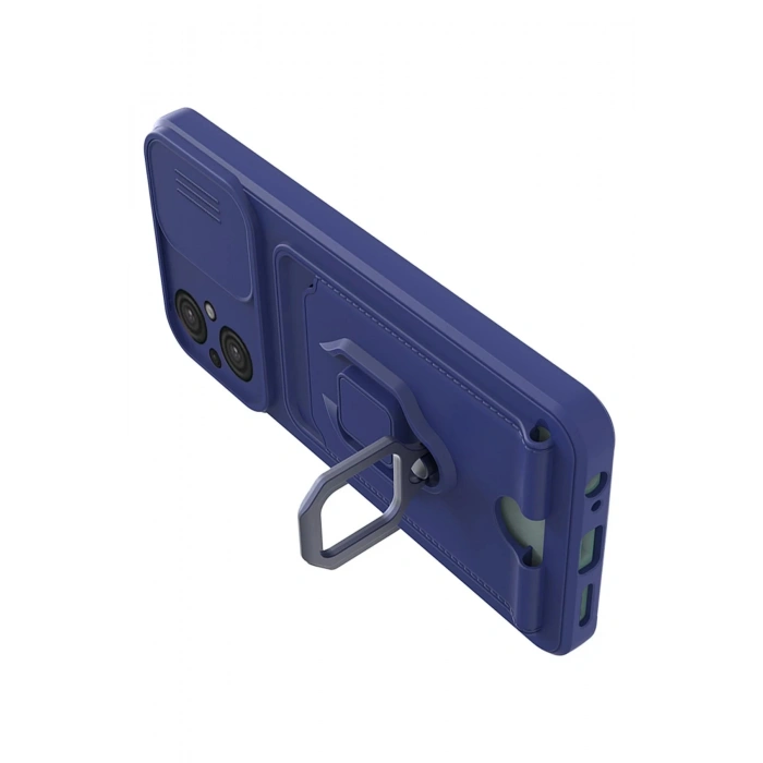 Xiaomi Poco M5 Kılıf Zuma Kartvizitli Yüzüklü Silikon - Lacivert