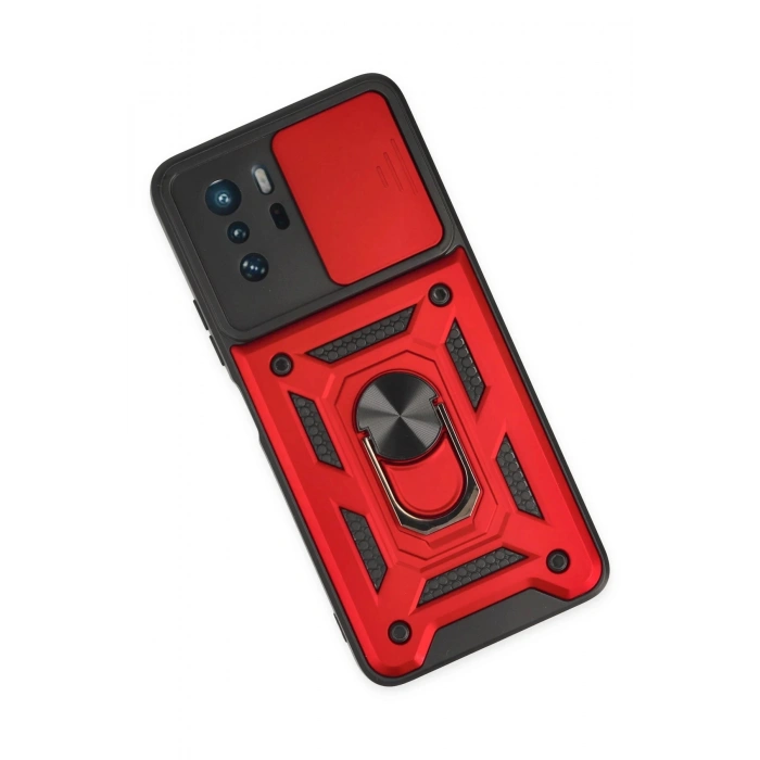 Xiaomi Poco X3 GT Kılıf Pars Lens Yüzüklü Silikon - Kırmızı