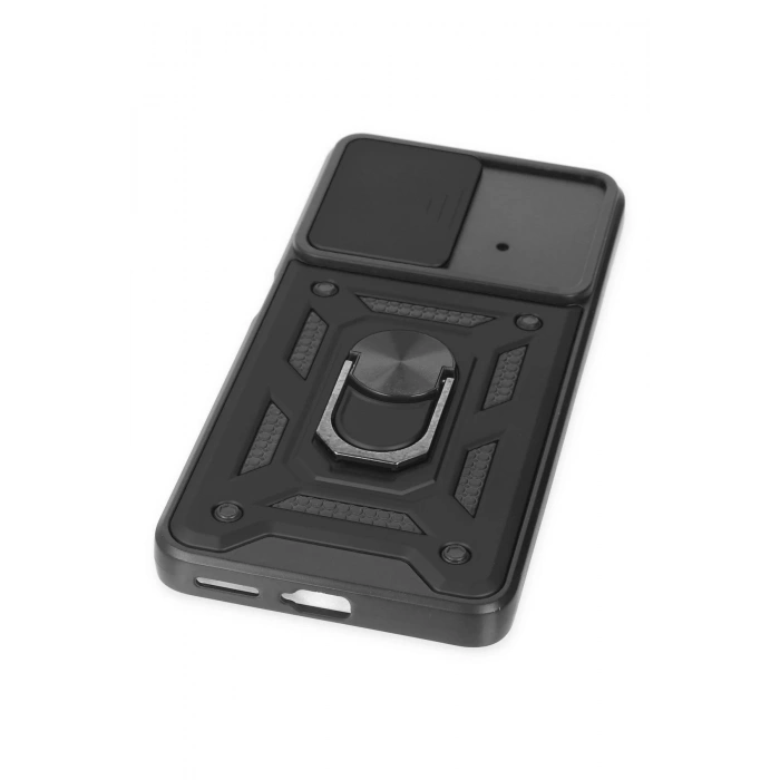 Xiaomi Poco X4 Pro 5G Kılıf Pars Lens Yüzüklü Silikon - Siyah