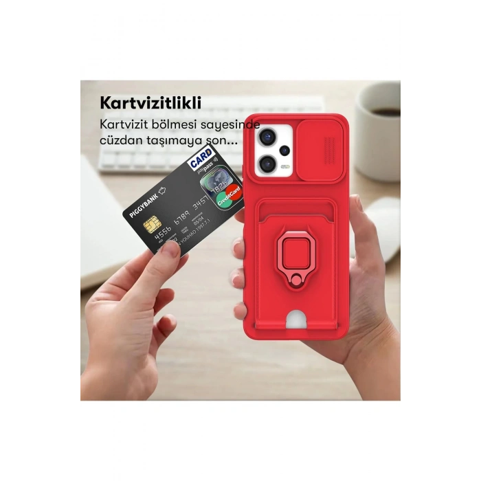 Xiaomi Poco X5 5G Kılıf Zuma Kartvizitli Yüzüklü Silikon - Lacivert