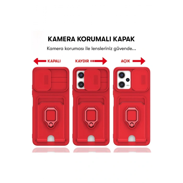 Xiaomi Poco X5 5G Kılıf Zuma Kartvizitli Yüzüklü Silikon - Lila