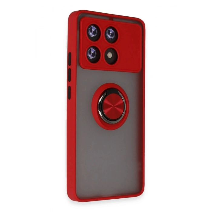 Xiaomi Poco X6 Pro Kılıf Montreal Yüzüklü Silikon Kapak - Kırmızı