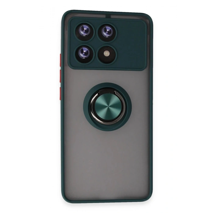 Xiaomi Poco X6 Pro Kılıf Montreal Yüzüklü Silikon Kapak - Yeşil