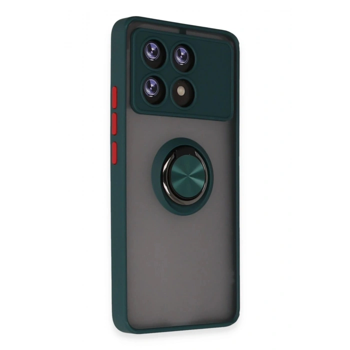 Xiaomi Poco X6 Pro Kılıf Montreal Yüzüklü Silikon Kapak - Yeşil