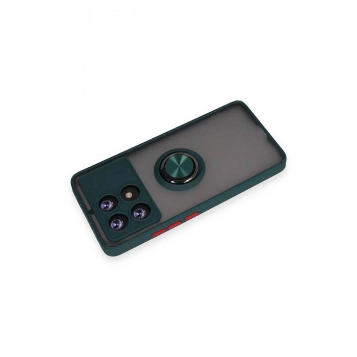 Xiaomi Poco X6 Pro Kılıf Montreal Yüzüklü Silikon Kapak - Yeşil