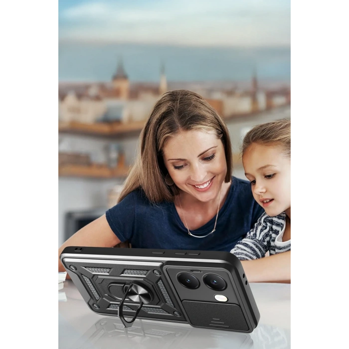 Xiaomi Poco X7 Pro Kılıf Pars Lens Yüzüklü Silikon - Kırmızı