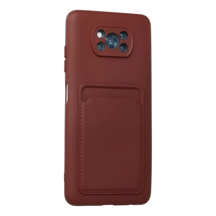 Xiaomi Pocophone X3 Kılıf Kelvin Kartvizitli Silikon - Bordo