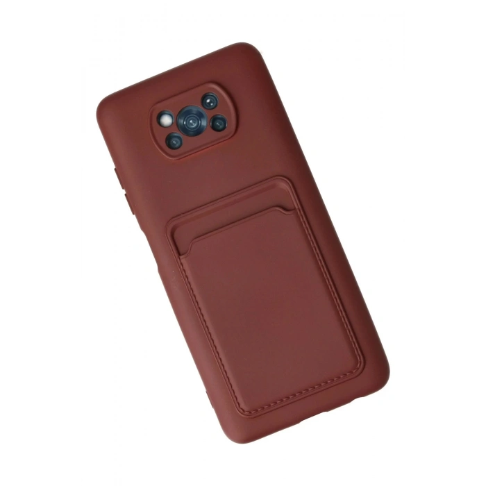 Xiaomi Pocophone X3 Kılıf Kelvin Kartvizitli Silikon - Bordo