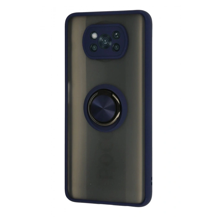 Xiaomi Pocophone X3 Kılıf Montreal Yüzüklü Silikon Kapak - Lacivert