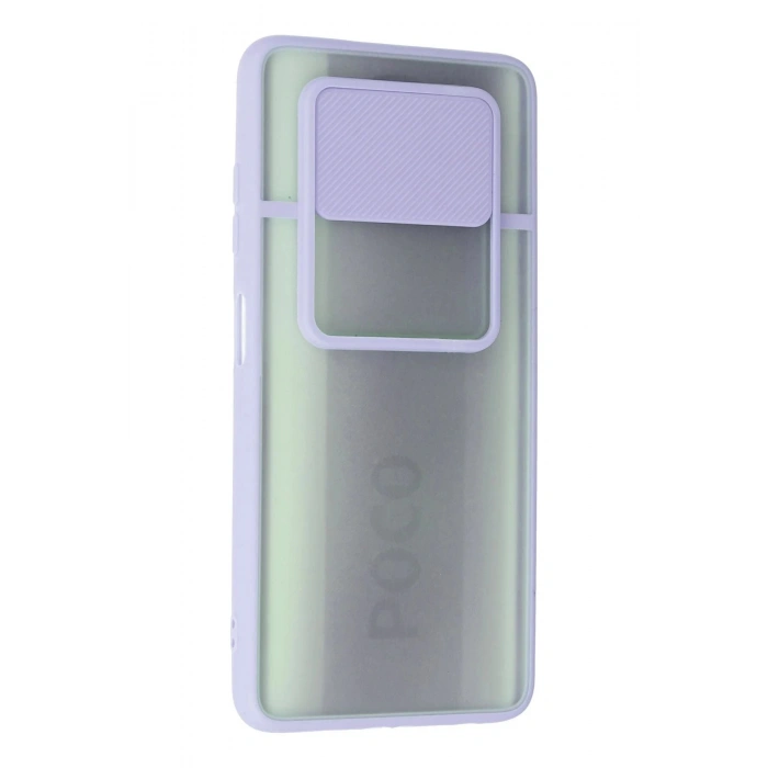 Xiaomi Pocophone X3 Kılıf Palm Buzlu Kamera Sürgülü Silikon - Lila