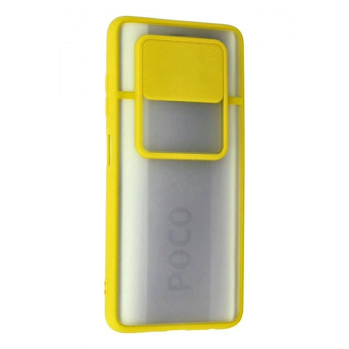Xiaomi Pocophone X3 Kılıf Palm Buzlu Kamera Sürgülü Silikon - Sarı