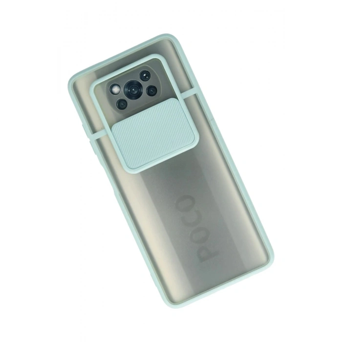 Xiaomi Pocophone X3 Kılıf Palm Buzlu Kamera Sürgülü Silikon - Turkuaz