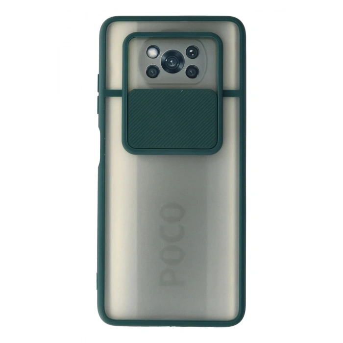 Xiaomi Pocophone X3 Kılıf Palm Buzlu Kamera Sürgülü Silikon - Yeşil