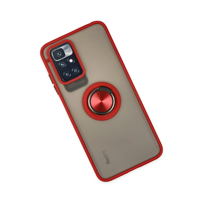 Xiaomi Redmi 10 2022 Kılıf Montreal Yüzüklü Silikon Kapak - Kırmızı