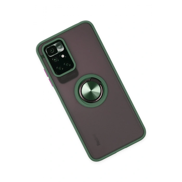 Xiaomi Redmi 10 2022 Kılıf Montreal Yüzüklü Silikon Kapak - Yeşil
