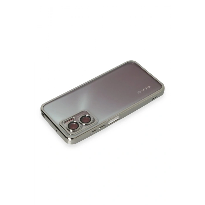 Xiaomi Redmi 10 5G Kılıf Lensli Silikon - Gümüş