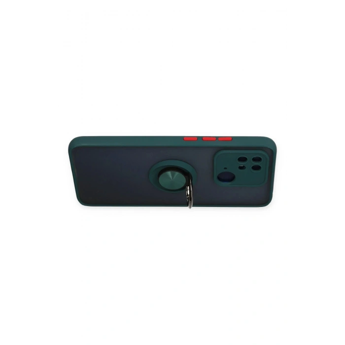 Xiaomi Redmi 10C Kılıf Montreal Yüzüklü Silikon Kapak - Yeşil