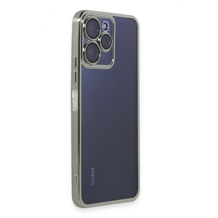 Xiaomi Redmi 12 Kılıf Lensli Silikon - Gümüş
