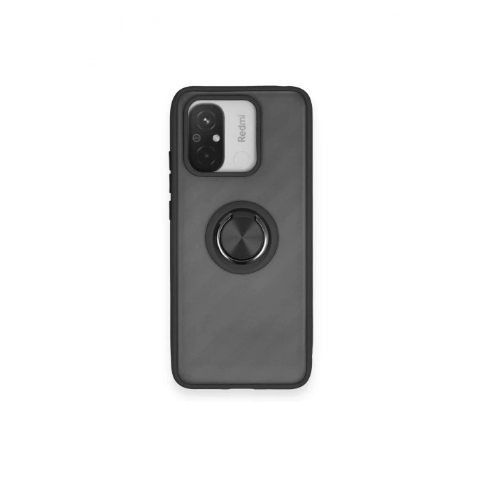 Xiaomi Redmi 12C Kılıf Montreal Yüzüklü Silikon Kapak - Siyah