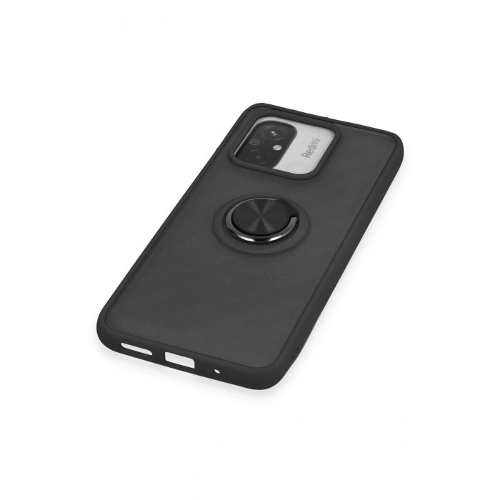 Xiaomi Redmi 12C Kılıf Montreal Yüzüklü Silikon Kapak - Siyah