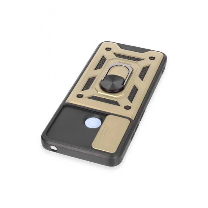 Xiaomi Redmi 12C Kılıf Pars Lens Yüzüklü Silikon - Gold