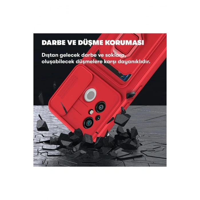 Xiaomi Redmi 12C Kılıf Zuma Kartvizitli Yüzüklü Silikon - Siyah