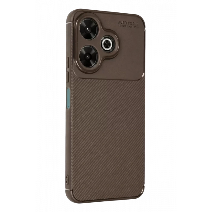 Xiaomi Redmi 13 4G Kılıf Auto Focus Karbon Kapak - Kahverengi