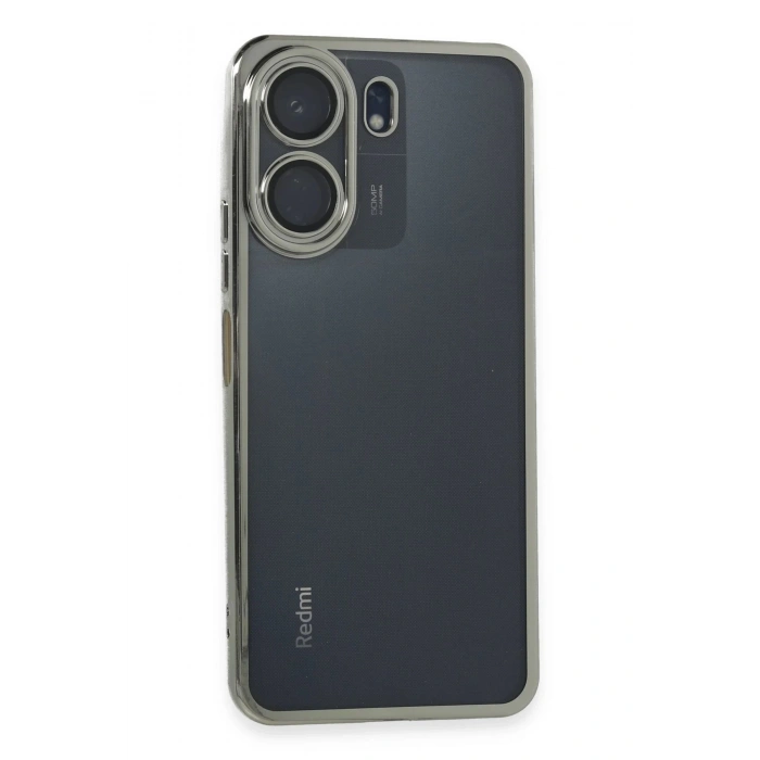 Xiaomi Redmi 13C Kılıf Lensli Silikon - Gümüş