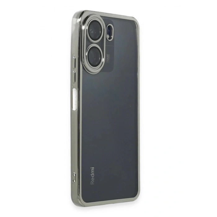 Xiaomi Redmi 13C Kılıf Lensli Silikon - Gümüş