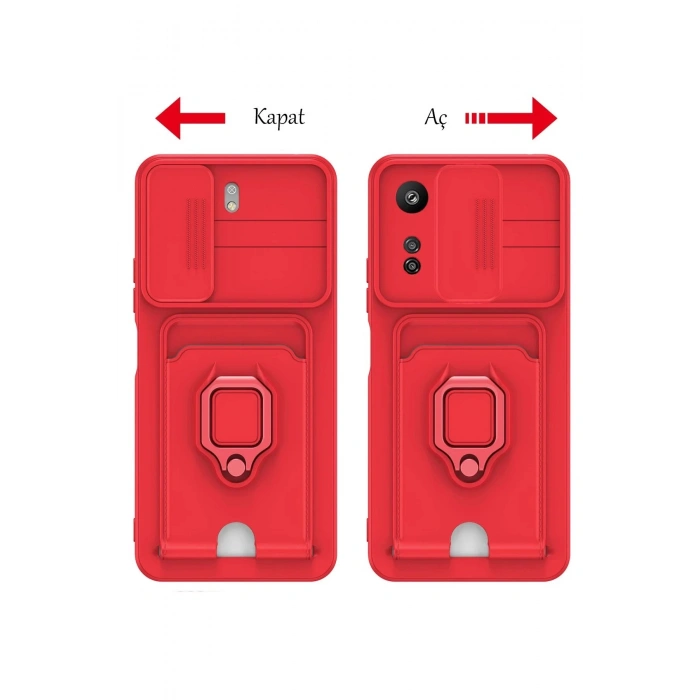 Xiaomi Redmi 13C Kılıf Zuma Kartvizitli Yüzüklü Silikon - Lacivert