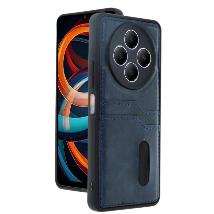 Xiaomi Redmi 14C Kılıf Sara Kartvizitli Deri Kılıf - Lacivert