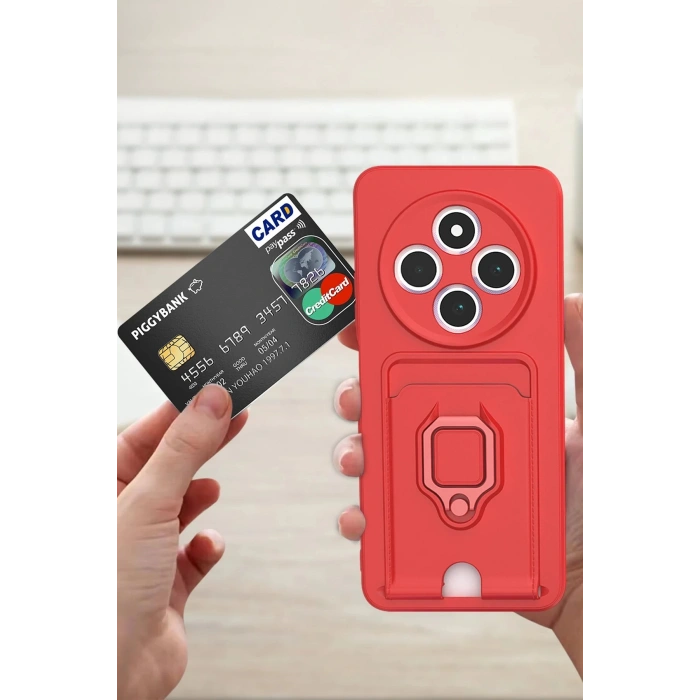 Xiaomi Redmi 14C Kılıf Zuma Kartvizitli Yüzüklü Silikon - Lacivert