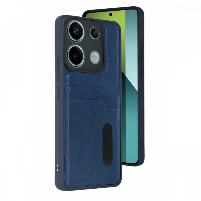 Xiaomi Redmi 15C 4G Sara Kartvizitli Deri Kılıf - Lacivert