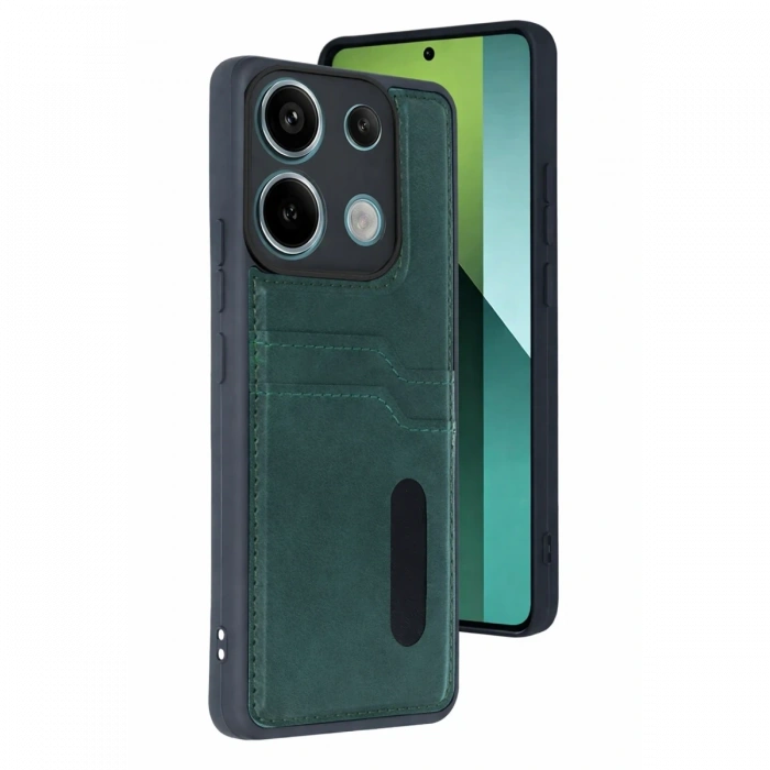 Xiaomi Redmi 15C 4G Sara Kartvizitli Deri Kılıf - Yeşil