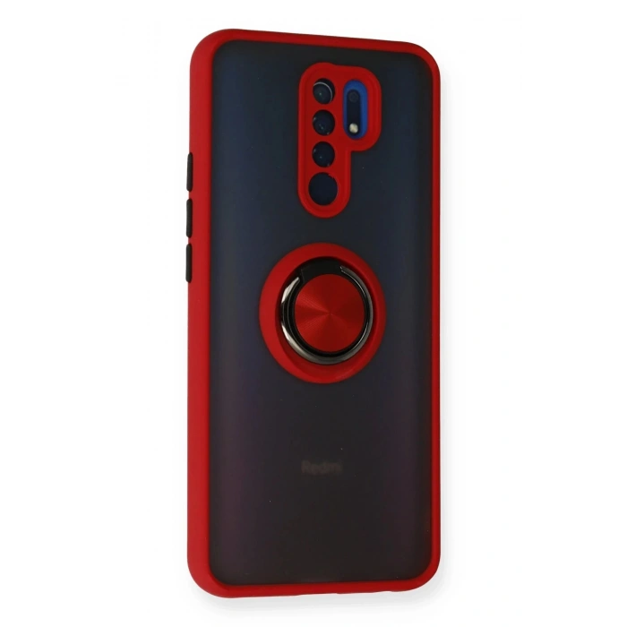 Xiaomi Redmi 9 Kılıf Montreal Yüzüklü Silikon Kapak - Kırmızı