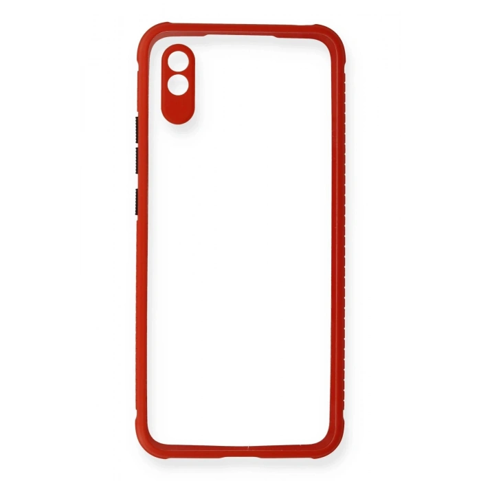 Xiaomi Redmi 9A Kılıf Miami Şeffaf Silikon - Kırmızı