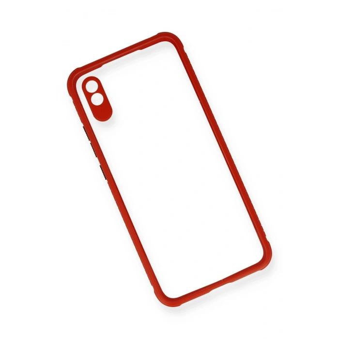 Xiaomi Redmi 9A Kılıf Miami Şeffaf Silikon - Kırmızı