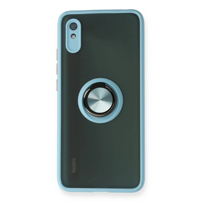 Xiaomi Redmi 9A Kılıf Montreal Yüzüklü Silikon Kapak - Buz Mavi