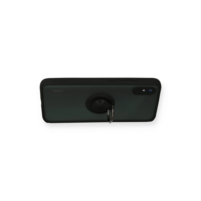 Xiaomi Redmi 9A Kılıf Montreal Yüzüklü Silikon Kapak - Siyah
