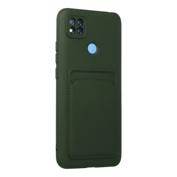 Xiaomi Redmi 9C Kılıf Kelvin Kartvizitli Silikon - Koyu Yeşil