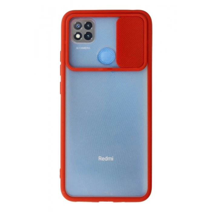 Xiaomi Redmi 9C Kılıf Palm Buzlu Kamera Sürgülü Silikon - Kırmızı