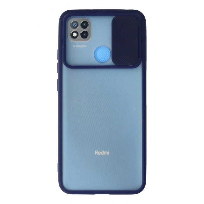 Xiaomi Redmi 9C Kılıf Palm Buzlu Kamera Sürgülü Silikon - Lacivert