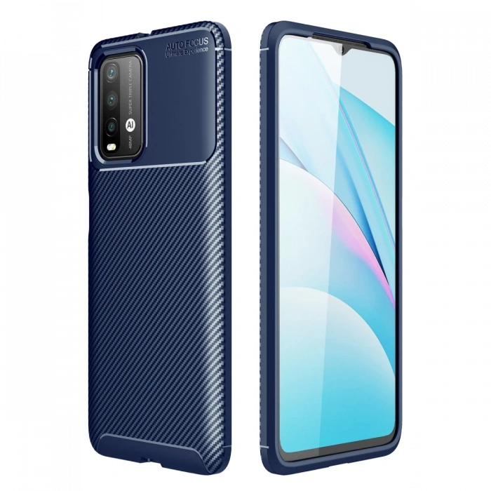 Xiaomi Redmi 9T Kılıf Auto Focus Karbon Kapak - Lacivert