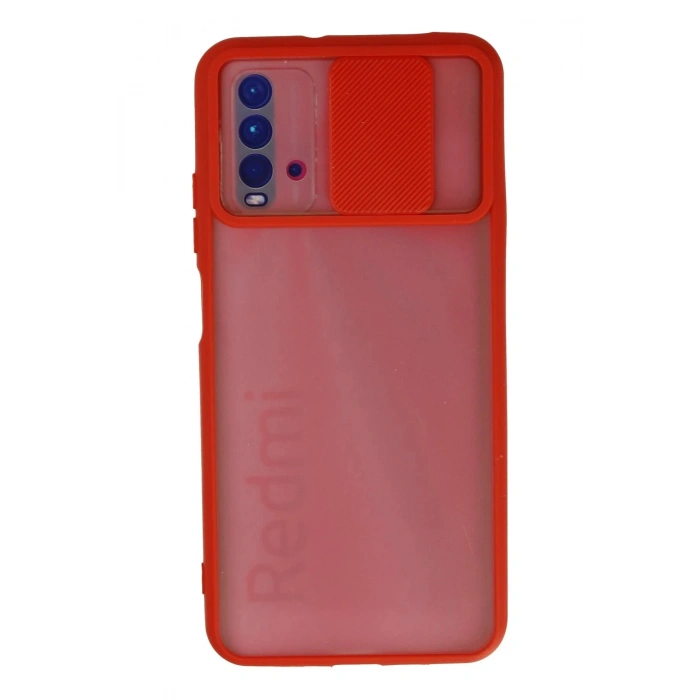 Xiaomi Redmi 9T Kılıf Palm Buzlu Kamera Sürgülü Silikon - Kırmızı