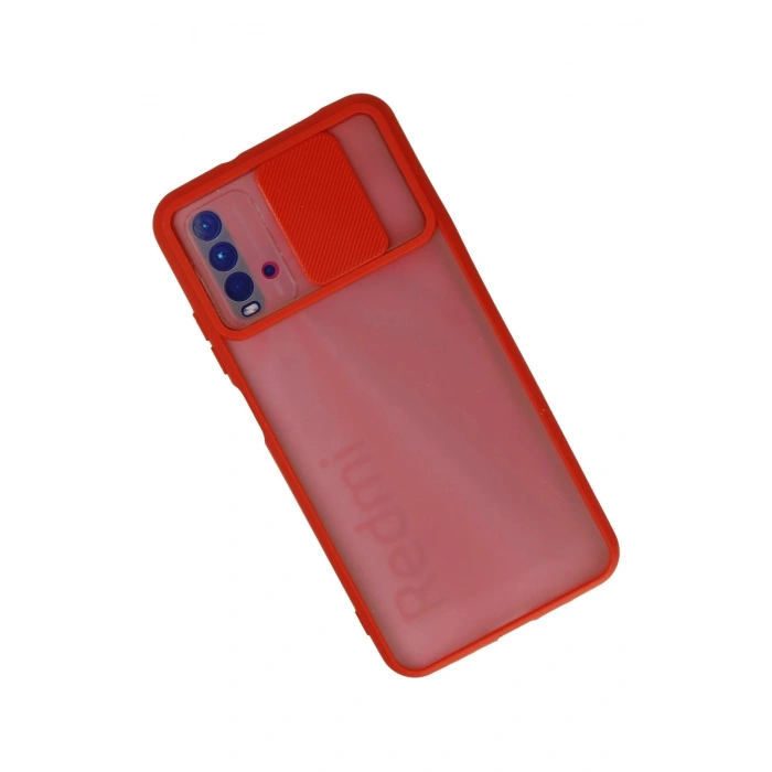 Xiaomi Redmi 9T Kılıf Palm Buzlu Kamera Sürgülü Silikon - Kırmızı