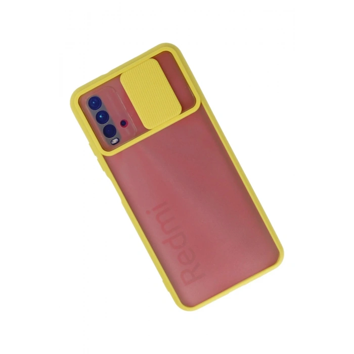 Xiaomi Redmi 9T Kılıf Palm Buzlu Kamera Sürgülü Silikon - Sarı