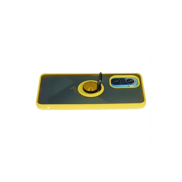 Xiaomi Redmi K40 Kılıf Montreal Yüzüklü Silikon Kapak - Sarı