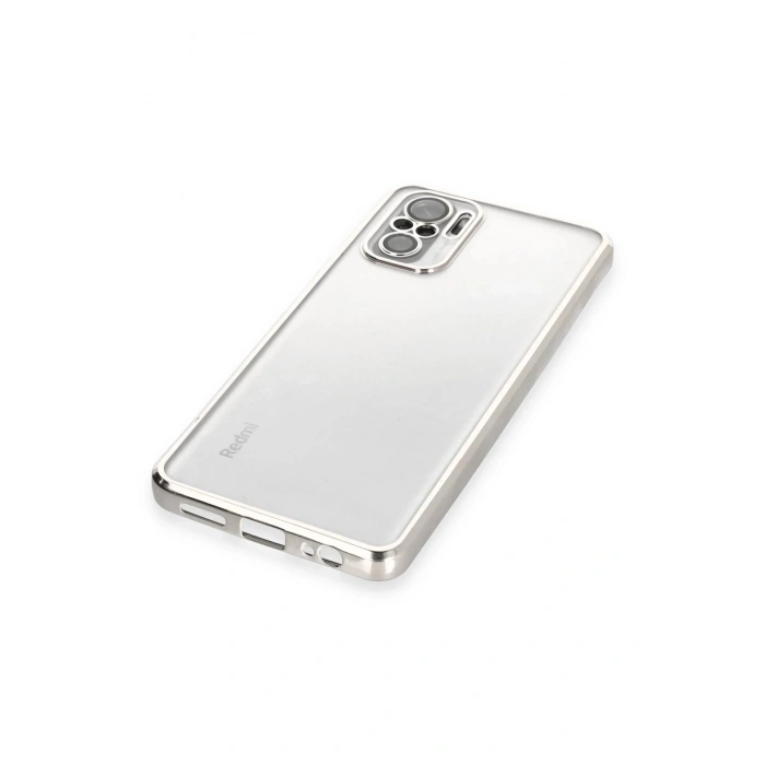 Xiaomi Redmi Note 10 Kılıf Lensli Silikon - Gümüş